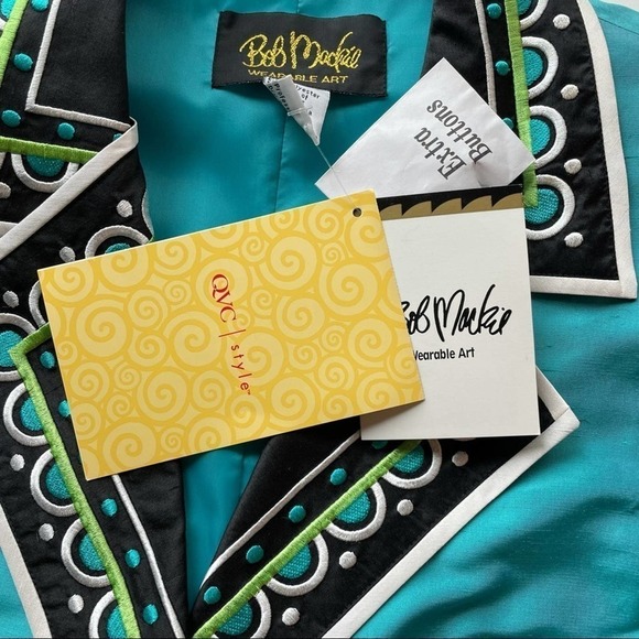 Bob Mackie Qvc Blazer Jacket Blue Size Large Oversized Funky Formal Statement - Picture 8 of 10